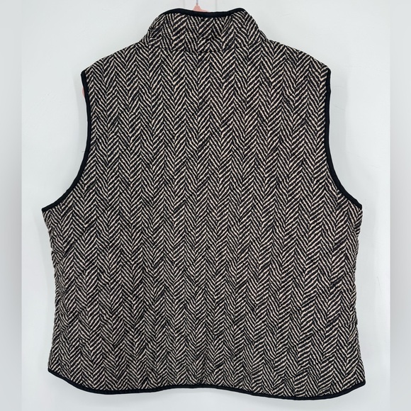 Cambridge Dry Goods Herringbone Quilted Zip Front Vest in Black & Cream Size 3X - Picture 2 of 8